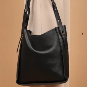 Black Faux Leather Tote Bag